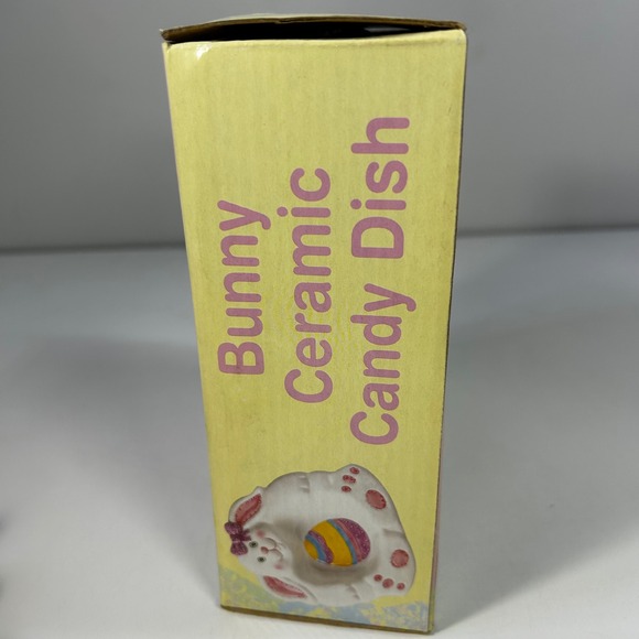 Vintage Easter Bunny Ceramic Candy Dish Egg Bowl Giftco w/ Box Spring Decor - Picture 12 of 13